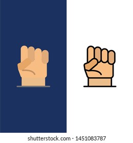 Freedom, Hand, Human, Power, Strength  Icons. Flat and Line Filled Icon Set Vector Blue Background