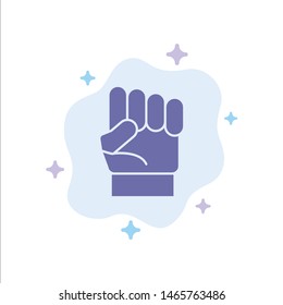 Freedom, Hand, Human, Power, Strength Blue Icon on Abstract Cloud Background. Vector Icon Template background