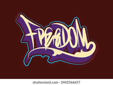 FREEDOM handdrawing word style art