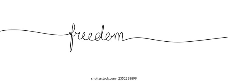 Freedom handwriting words in one line continuous. Line art short phase. Vector illustration.
