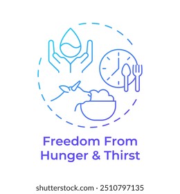 Freedom from hunger and thirst blue gradient concept icon. Animal husbandry, horticulture. Round shape line illustration. Abstract idea. Graphic design. Easy to use in infographic, presentation