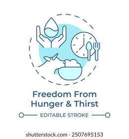 Freedom from hunger and thirst soft blue concept icon. Animal husbandry, horticulture. Round shape line illustration. Abstract idea. Graphic design. Easy to use in infographic, presentation