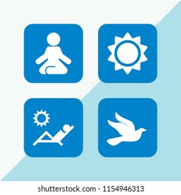freedom icon. 4 freedom set with bird, sun and yoga vector icons for web and mobile app