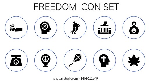 freedom icon set. 10 filled freedom icons.  Simple modern icons about  - Marijuana, Scale, Mind, Peace, Parrot, Kite, White house, Faith
