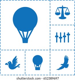 Freedom icon. set of 6 freedom filled icons such as eagle, love bird, equalizer, air balloon