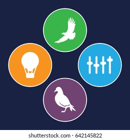 Freedom icons set. set of 4 freedom filled icons such as dove, eagle, equalizer
