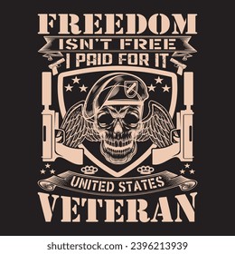 
FREEDOM ISN'T FREE I PAID FOR IT UNITED STATES VETERAN VECTOR DESIGN