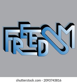 freedom. isolated vector lettering with shadow. can be used for printing on T-shirts, bags, stickers