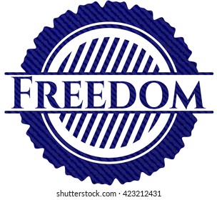 Freedom jean or denim emblem or badge background