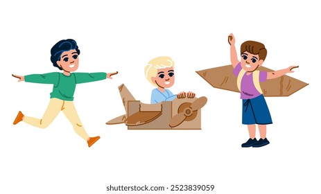 freedom kid boy fly  vector.  dream journey, fantasy hero, flight soar freedom kid boy fly character. people flat cartoon illustration