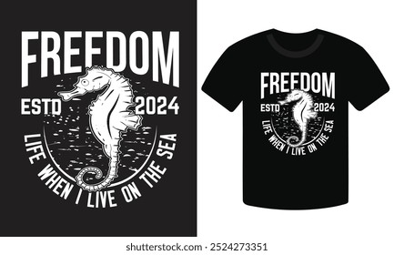 Libertad de vida cuando vivo en el mar, diseño de camiseta
