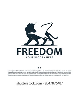 freedom, lion , crane ,logo design inspiration