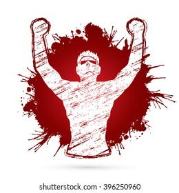 Freedom man designed on grunge splash blood background graphic vector