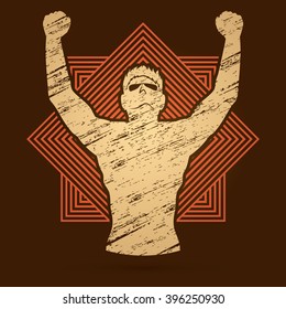 Freedom man designed on line square background graphic vector
