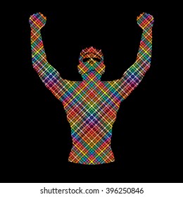 Freedom man designed using colorful pixels graphic vector