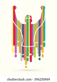 Freedom man designed using colorful line graphic vector