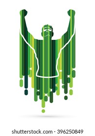 Freedom man designed using green line graphic vector