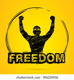 Freedom man designed using grunge brush graphic vector