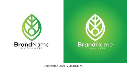 Freedom man leaf logo design template