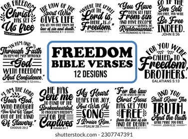 Freedom Memorial Day, Independence Day Bible Quote, Vintage design vector, black and white, inspirational quote, Bible verses, inspirational quote