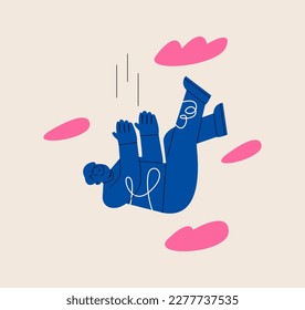 Libertad. Los hombres vuelan hacia el futuro independiente. Ilustración vectorial colorida