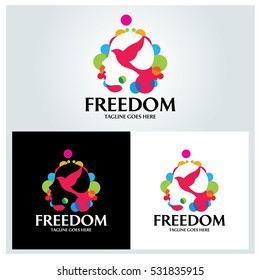 Freedom mind logo design template ,Colorful logo design concept ,Vector illustration