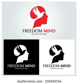 Freedom mind logo design template ,Human logo design concept ,Vector illustration