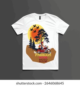 Freedom with moto bike design t-shirt