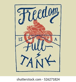freedom motorcycle print.  motorbike racing lettering. biker quote.