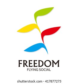 Freedom natural green grass line leaf logo element design vector shape icon symbol business template company