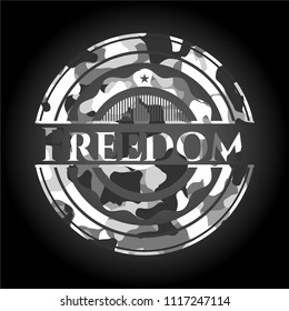 Freedom on grey camouflage texture