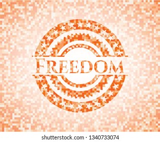 Freedom orange mosaic emblem with background