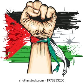 Freedom palestine flag on hand vector issolated on white background