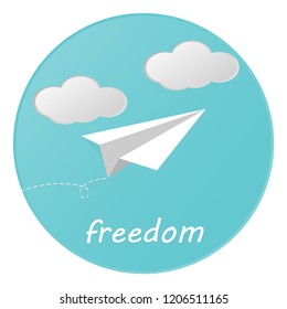 Freedom paper art. paper rocket. vector illustration.