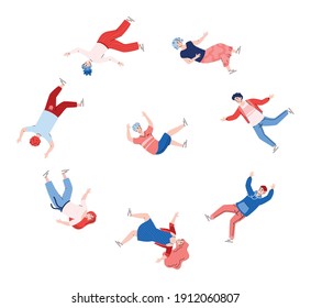 Freedom People Floating, Flying And Moving With Inspiration In Imagination Or Dreams. Falling Characters In Air Space Or Sky. Flat Vector Illustration Isolated On White Background.