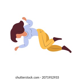 Freedom people flying, floating and jumping in air. Happy free youth human character relax and dream set. Women fly down independent future. Cartoon flat vector illustration isolated on white.