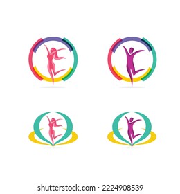 Freedom people logo silhouette with powerfull wheat of peace. Icon for humanity empowerment and gender equality emancipation campaign. Can apply to body beauty and health care, poster web site element