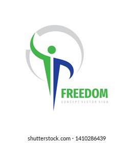 Freedom people vector logo design. Human character concept sign. 