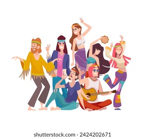 Personas de libertad personajes de madera bailando de relajación. Vector de la libertad