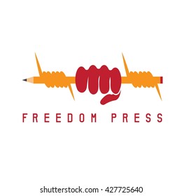 freedom press concept with pencil vector design template