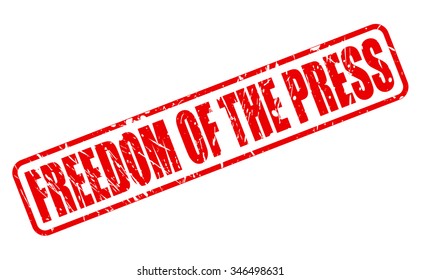 FREEDOM OF THE PRESS red stamp text on white