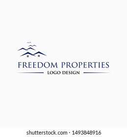 freedom property logo design template . bird real estate logo template . freedom real estate 