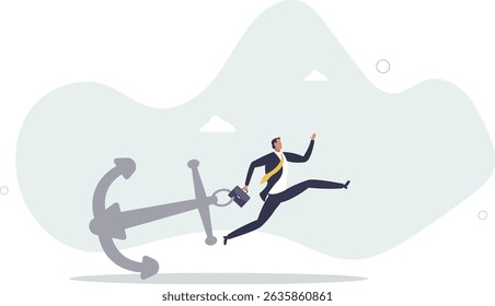 Freedom, relief or escape from bad habit, psychology anchoring effect or cut heavy burden to growing more concept. character life .
