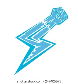 freedom revolution concept. vector blue fist icon on white.