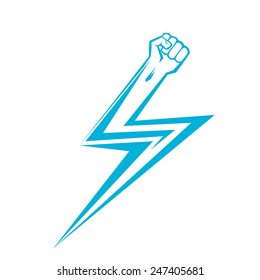 freedom revolution concept. vector blue fist icon on white.