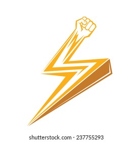 freedom revolution concept. vector orange fist icon on white.