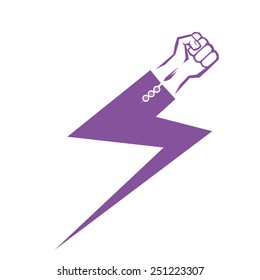 freedom revolution concept. vector violet fist icon on white.