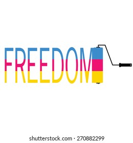 freedom with roller color art vector