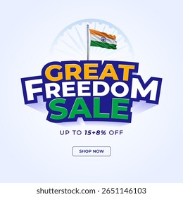 Freedom sale banner for India independence day. Independence day sale banner design vector illustration.