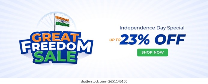 Freedom sale banner for India independence day. Independence day sale banner design vector illustration.